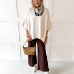 Fine Gauge Cable Knit Poncho Sweater