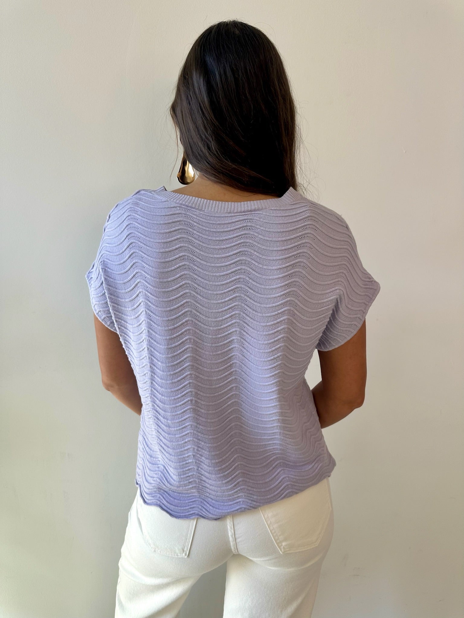 Fine Knit With Scallop Detail Top