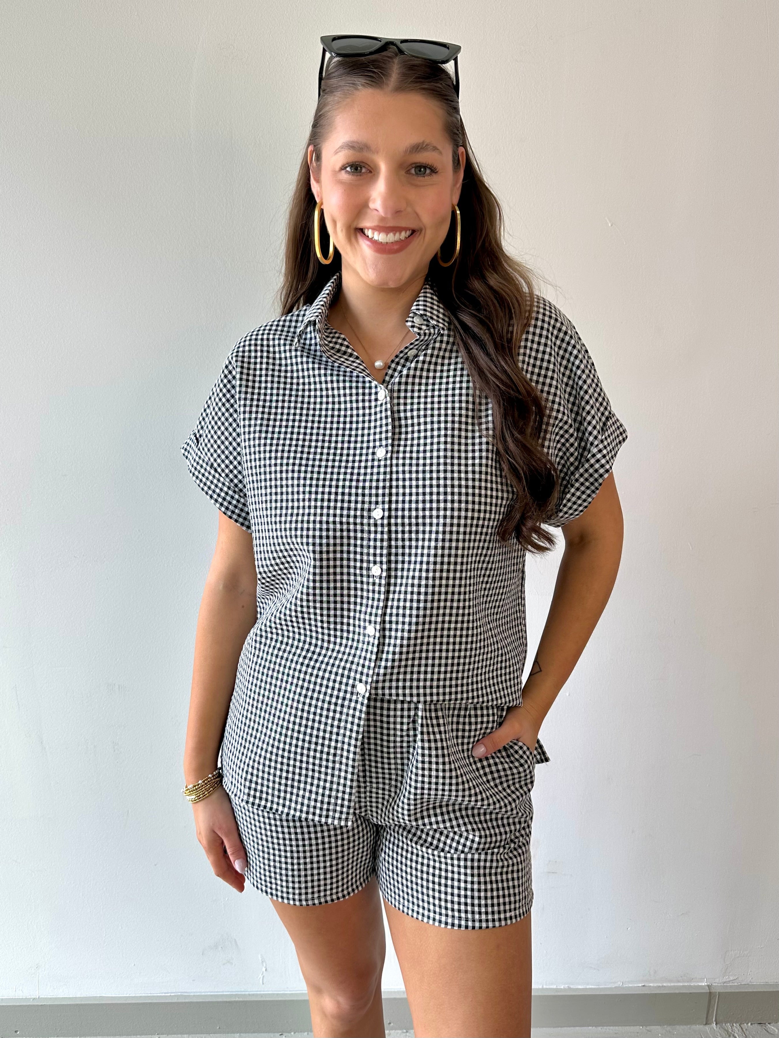 Finely Gingham Shirt & Short Set