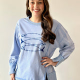 Fish Embroidered Washed Sweatshirt