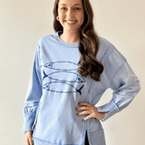 Fish Embroidered Washed Sweatshirt
