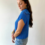 Fishnet Zip Relaxed Sweater - Royal Blue