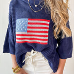 Flag Print Knit Sweater