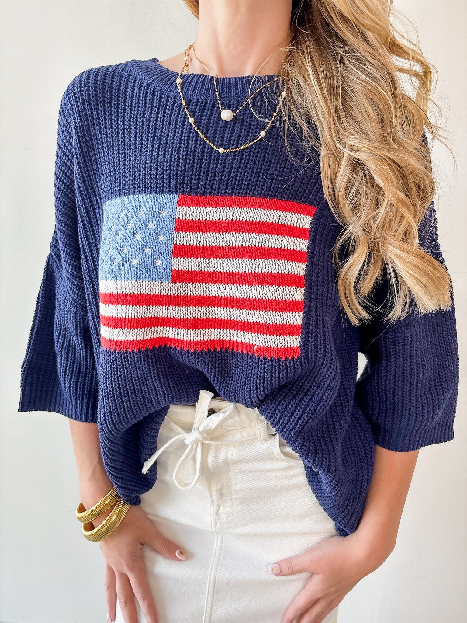 Flag Print Knit Sweater