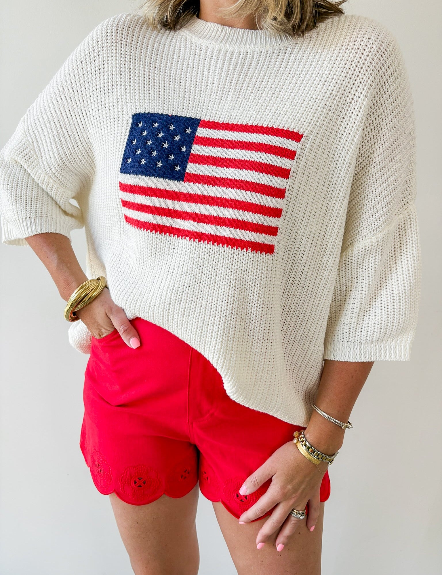 Flag Print Knit Sweater