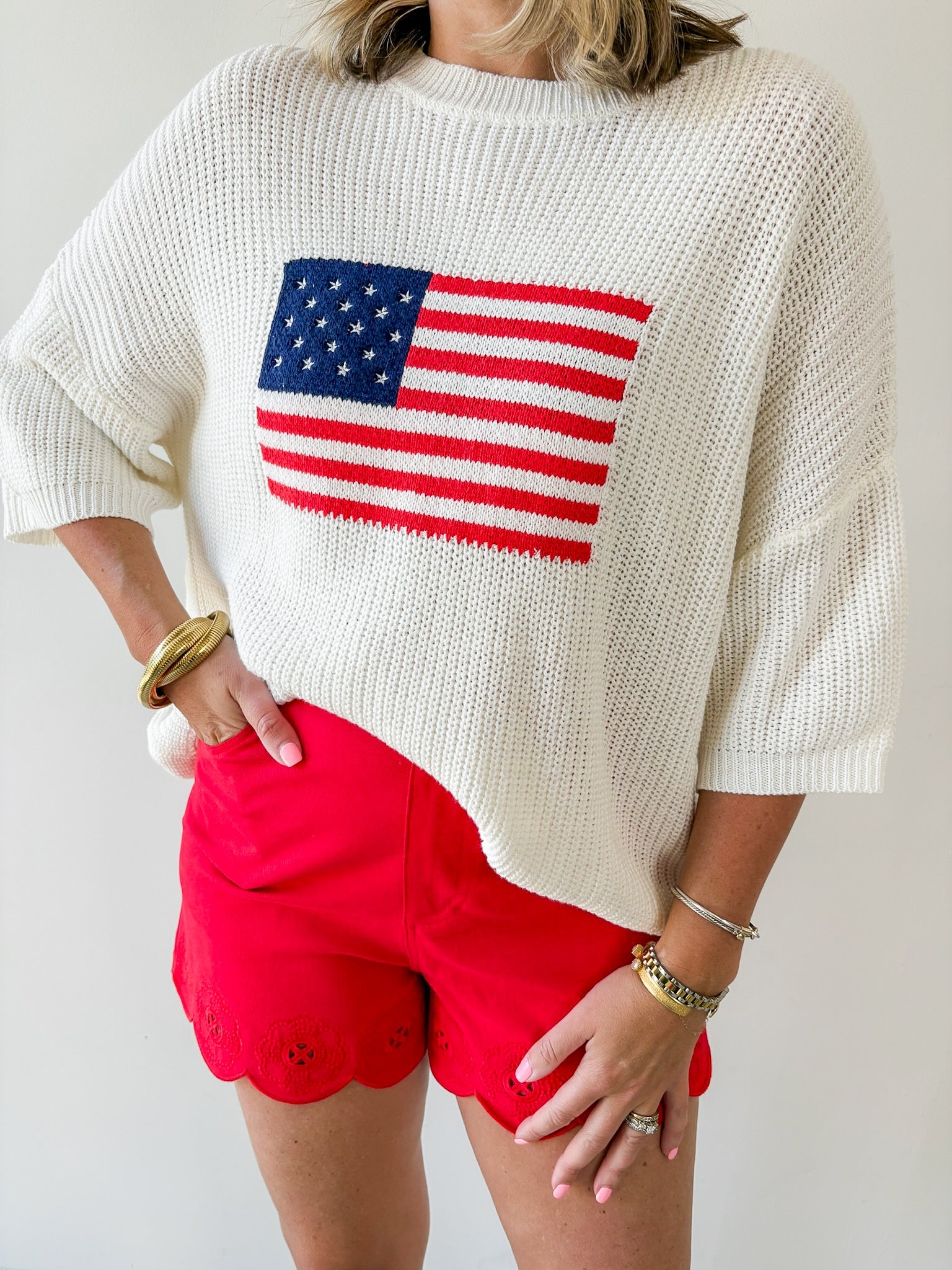 Flag Print Knit Sweater