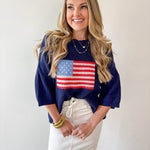 Flag Print Knit Sweater