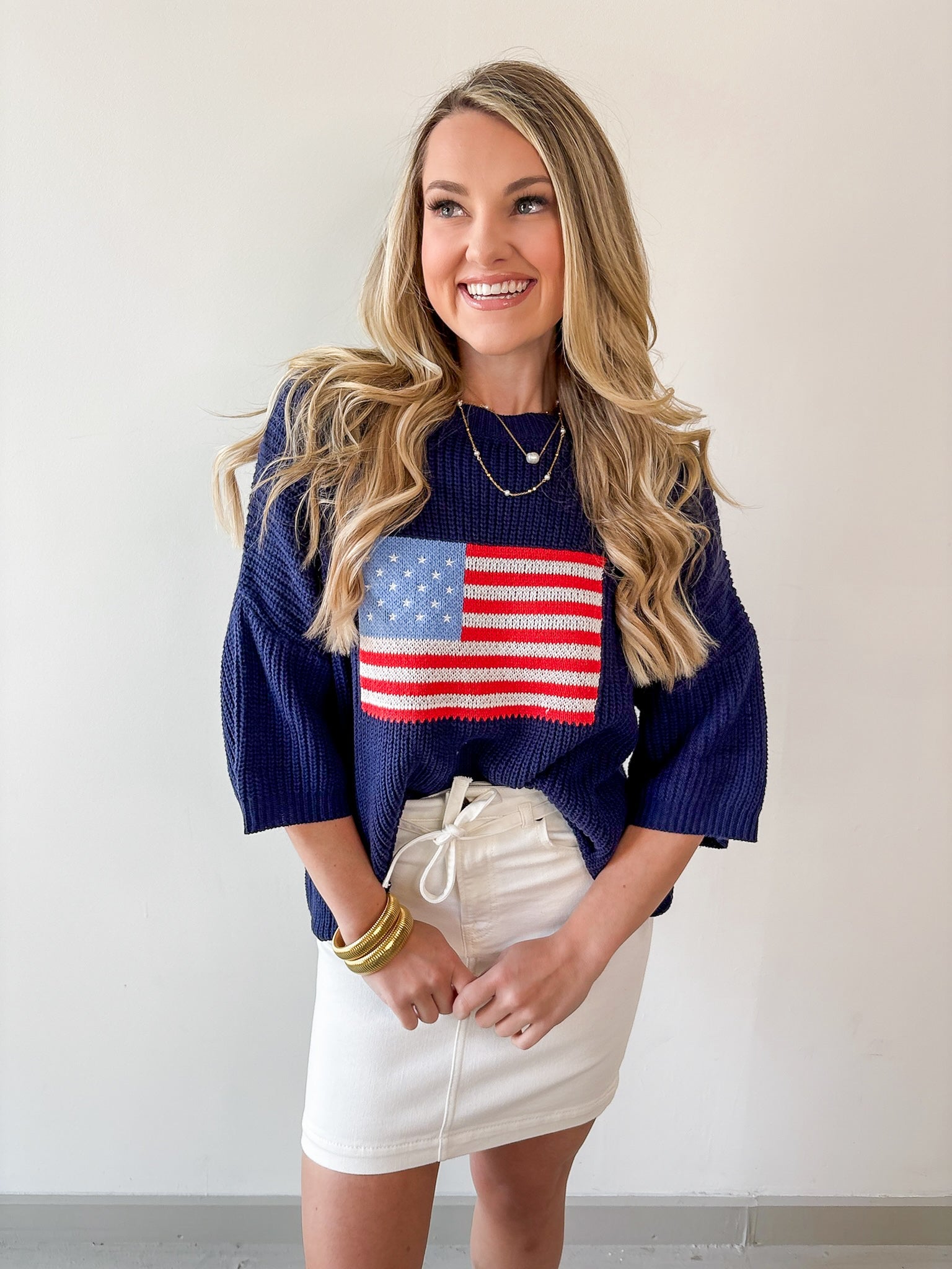 Flag Print Knit Sweater