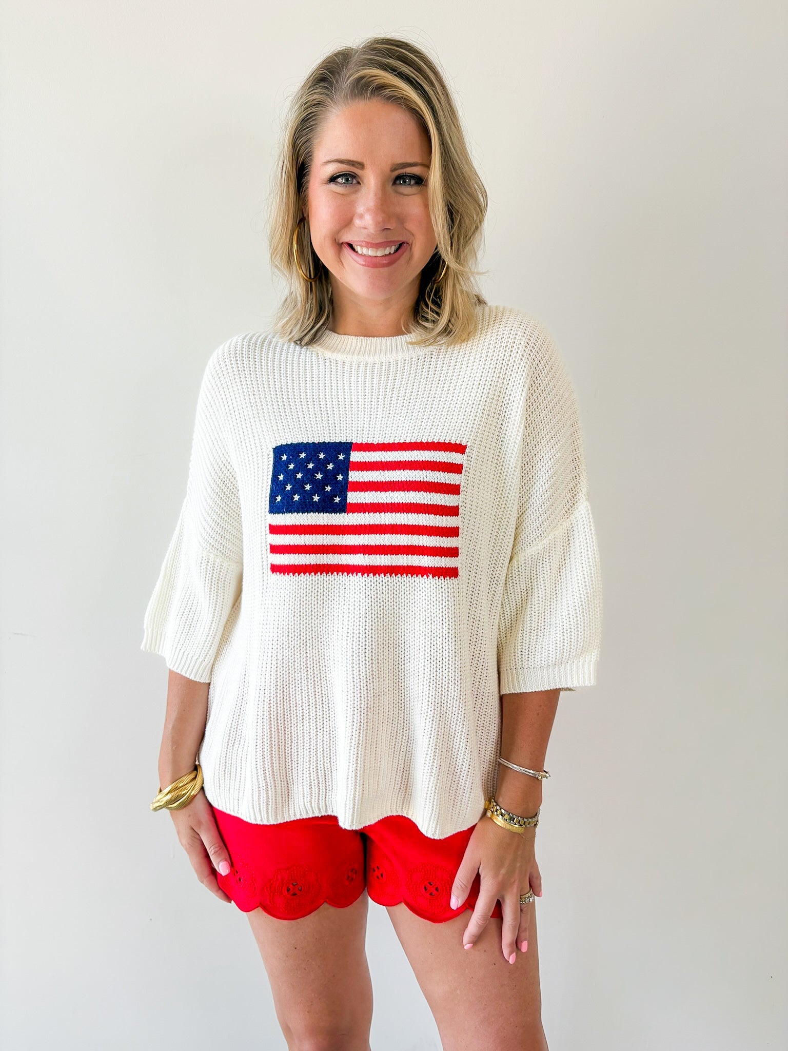 Flag Print Knit Sweater