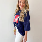 Flag Print Knit Sweater