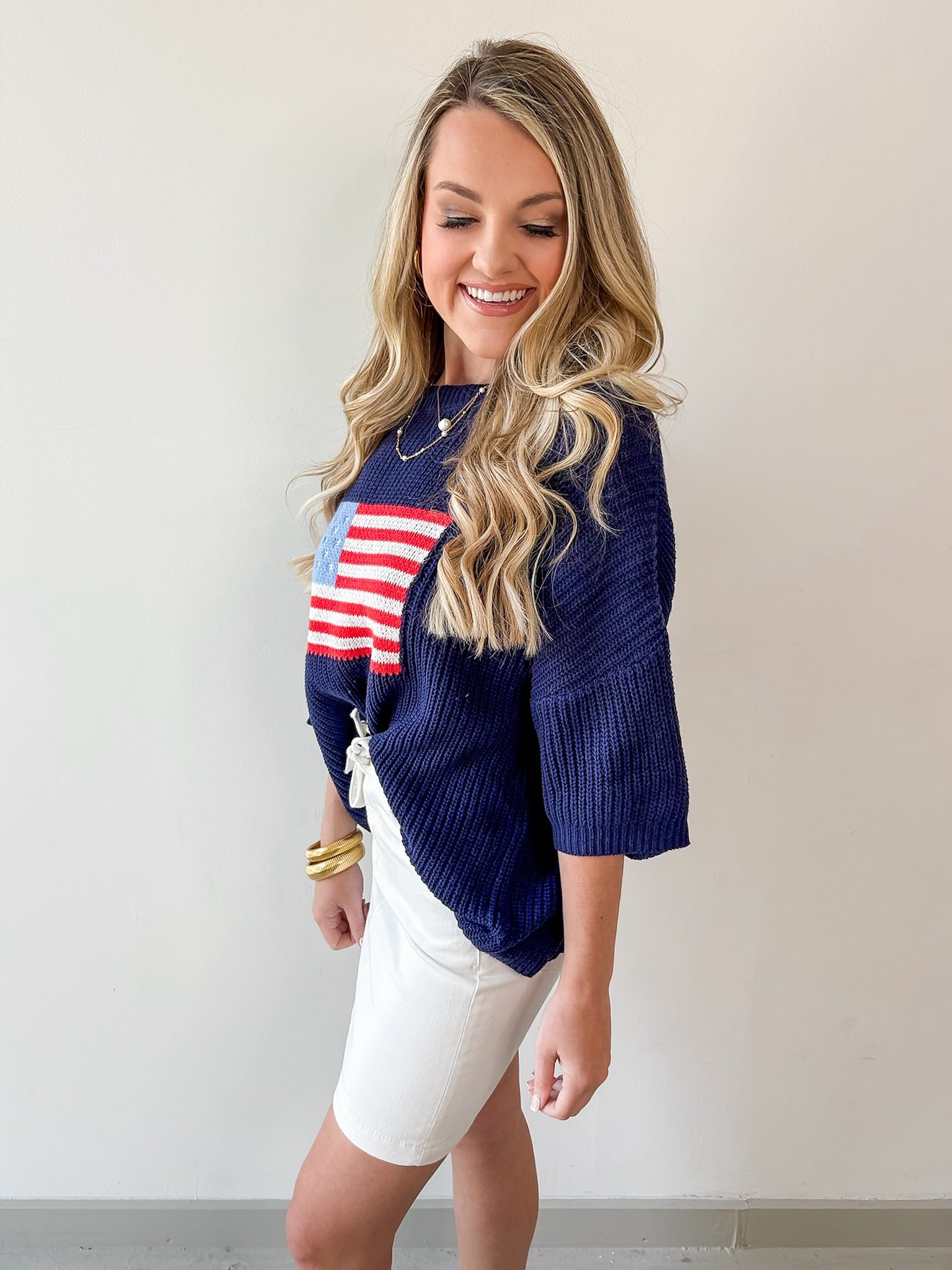Flag Print Knit Sweater