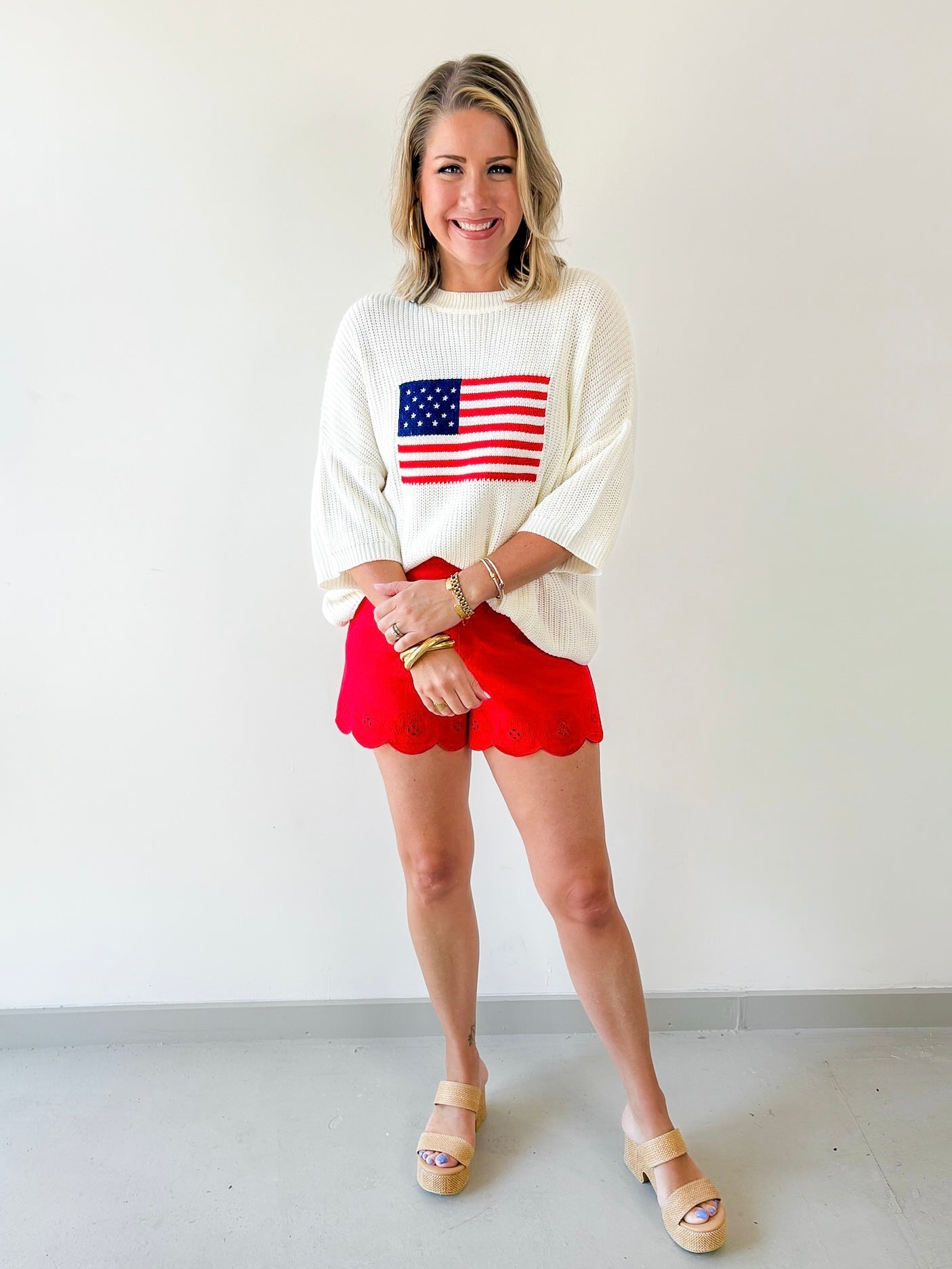 Flag Print Knit Sweater