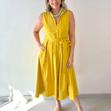 Flared Midi Dress - Golden Yellow