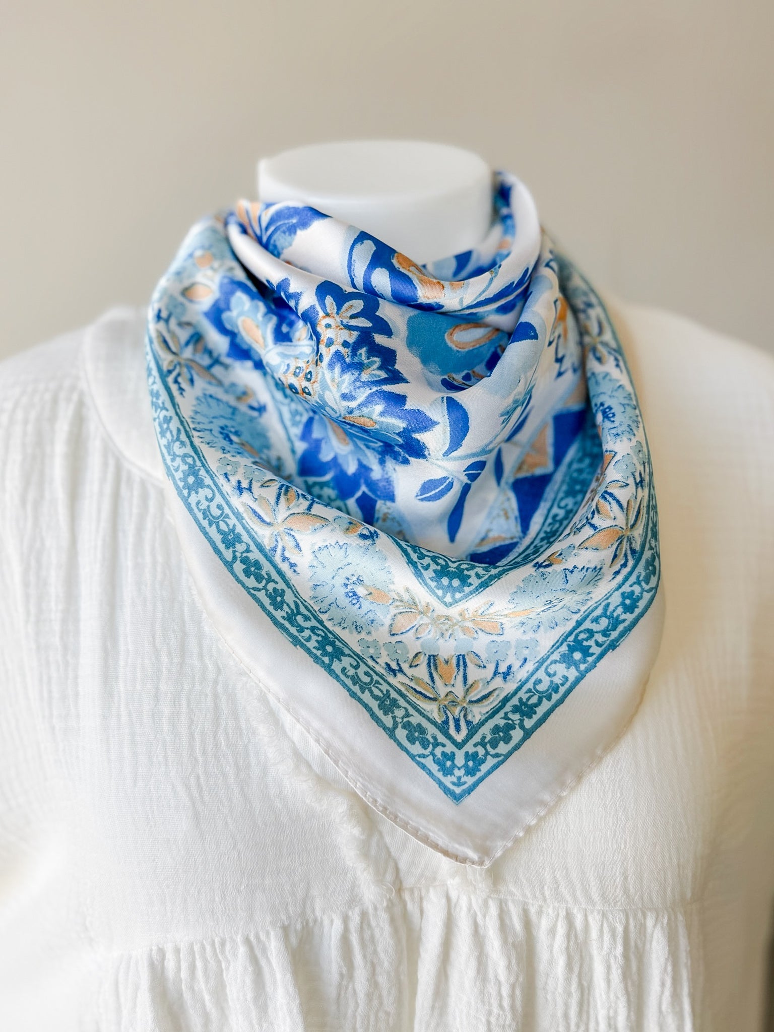 Floral Accent Scarf - Blue