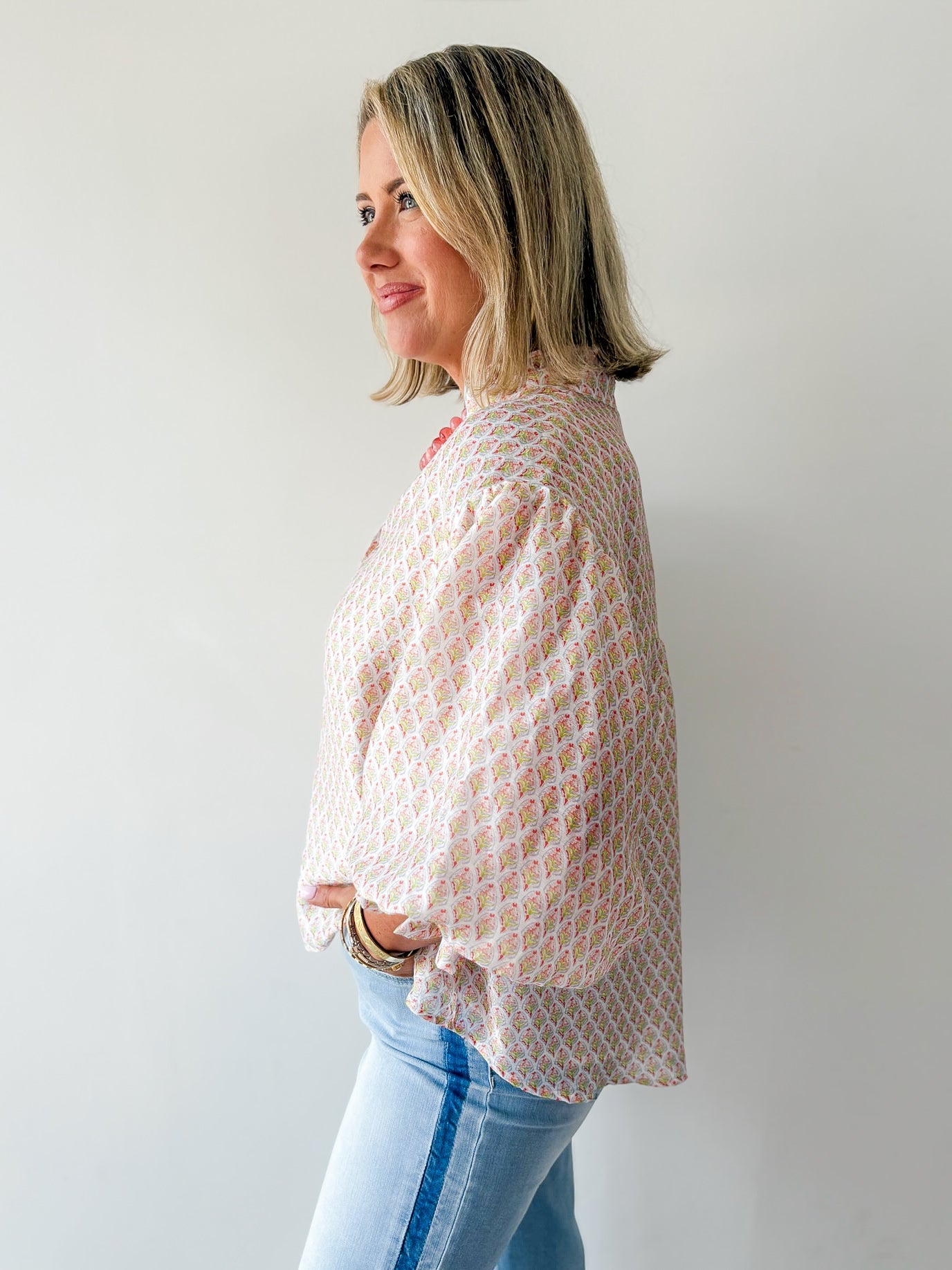 Floral Block Tencel Top