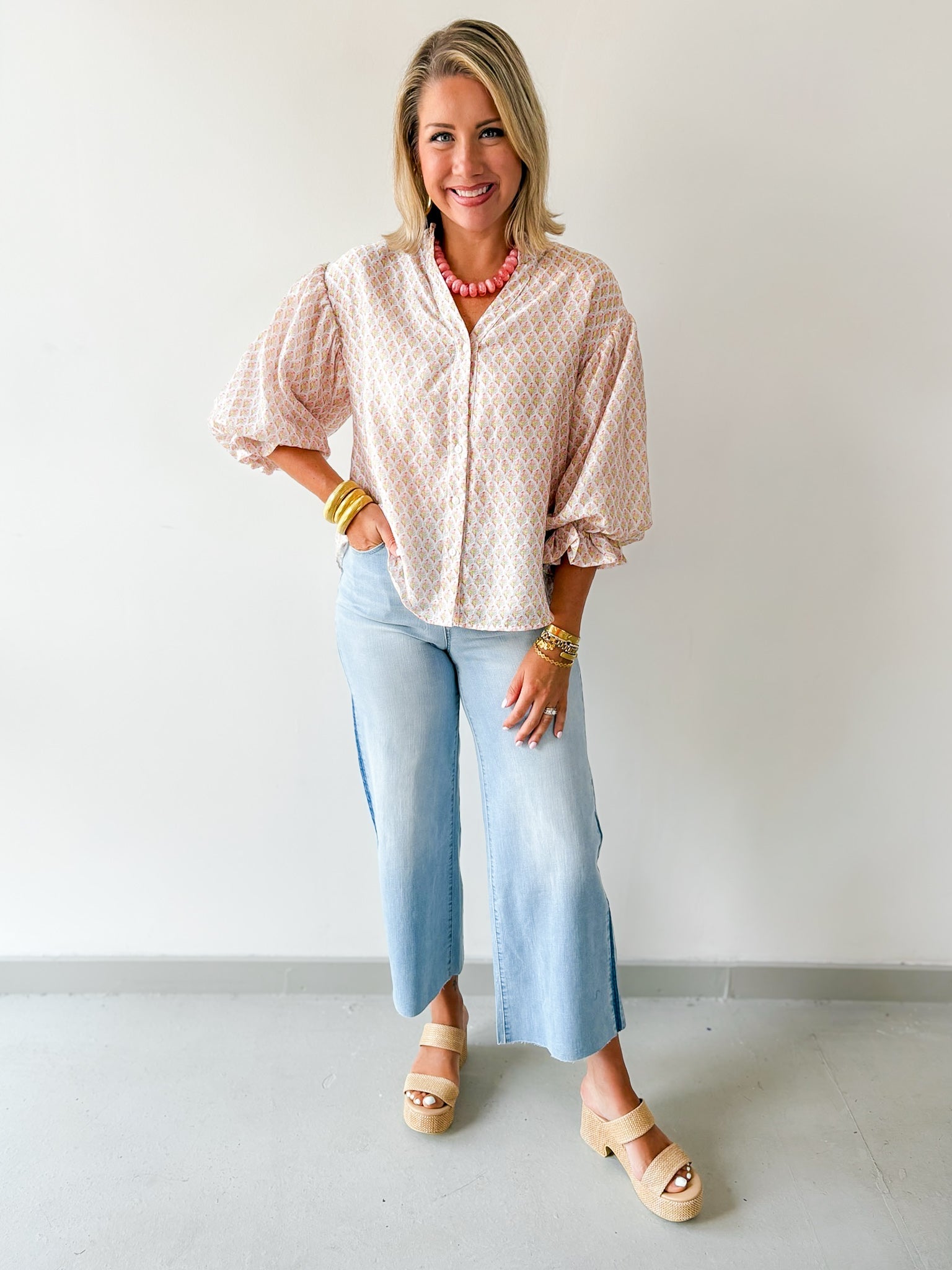 Floral Block Tencel Top
