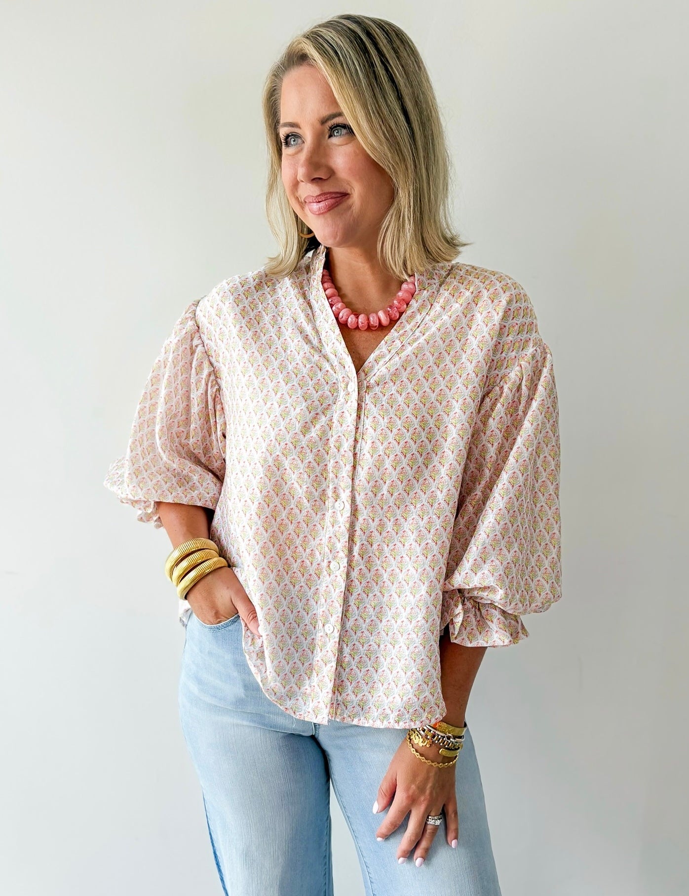 Floral Block Tencel Top