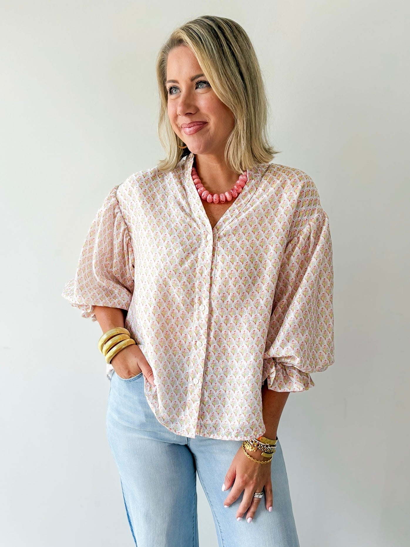 Floral Block Tencel Top
