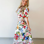 Floral Border Top & Skirt Set
