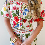 Floral Border Top & Skirt Set
