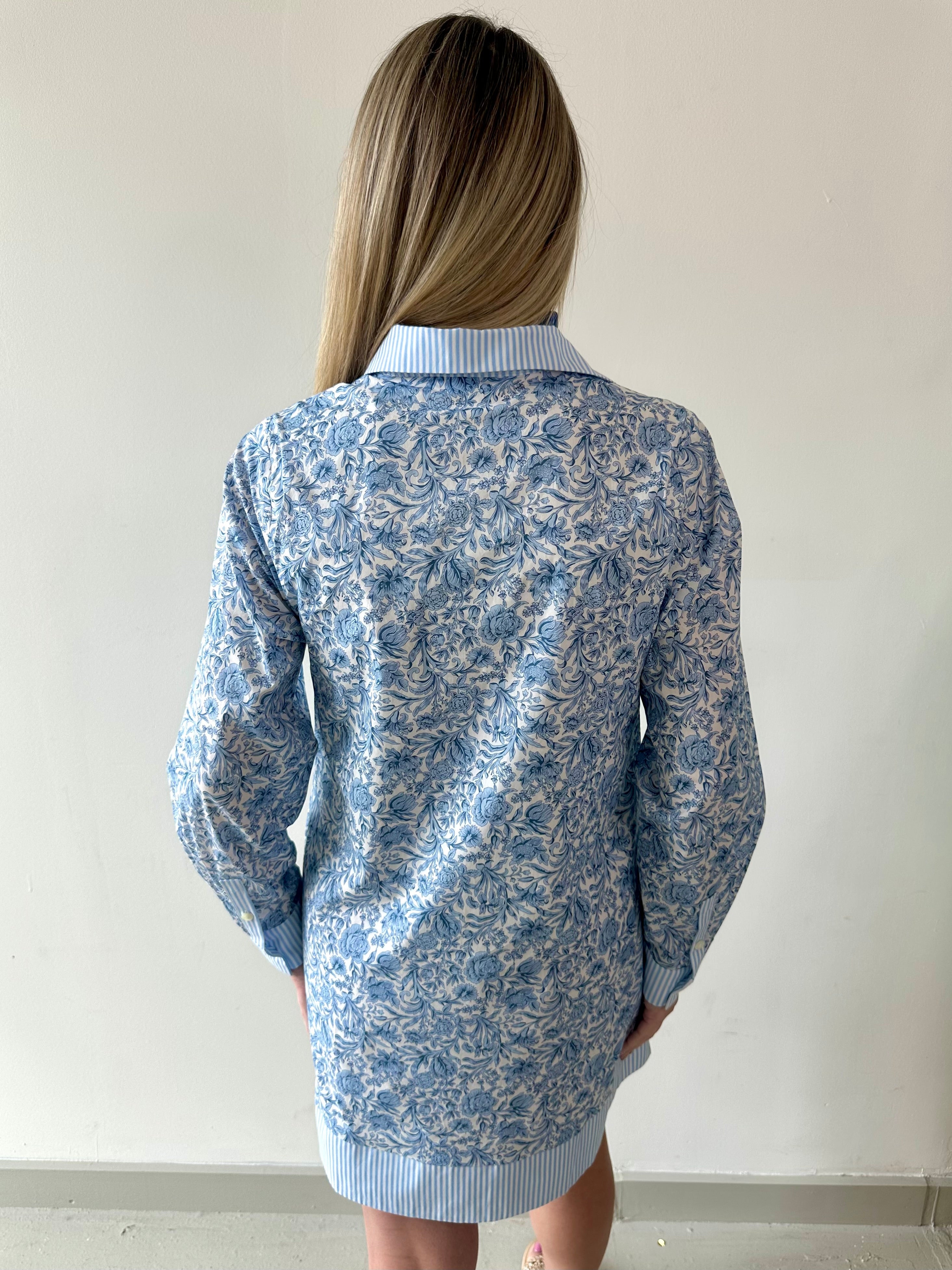 Floral Contrast Stripe Mini Dress