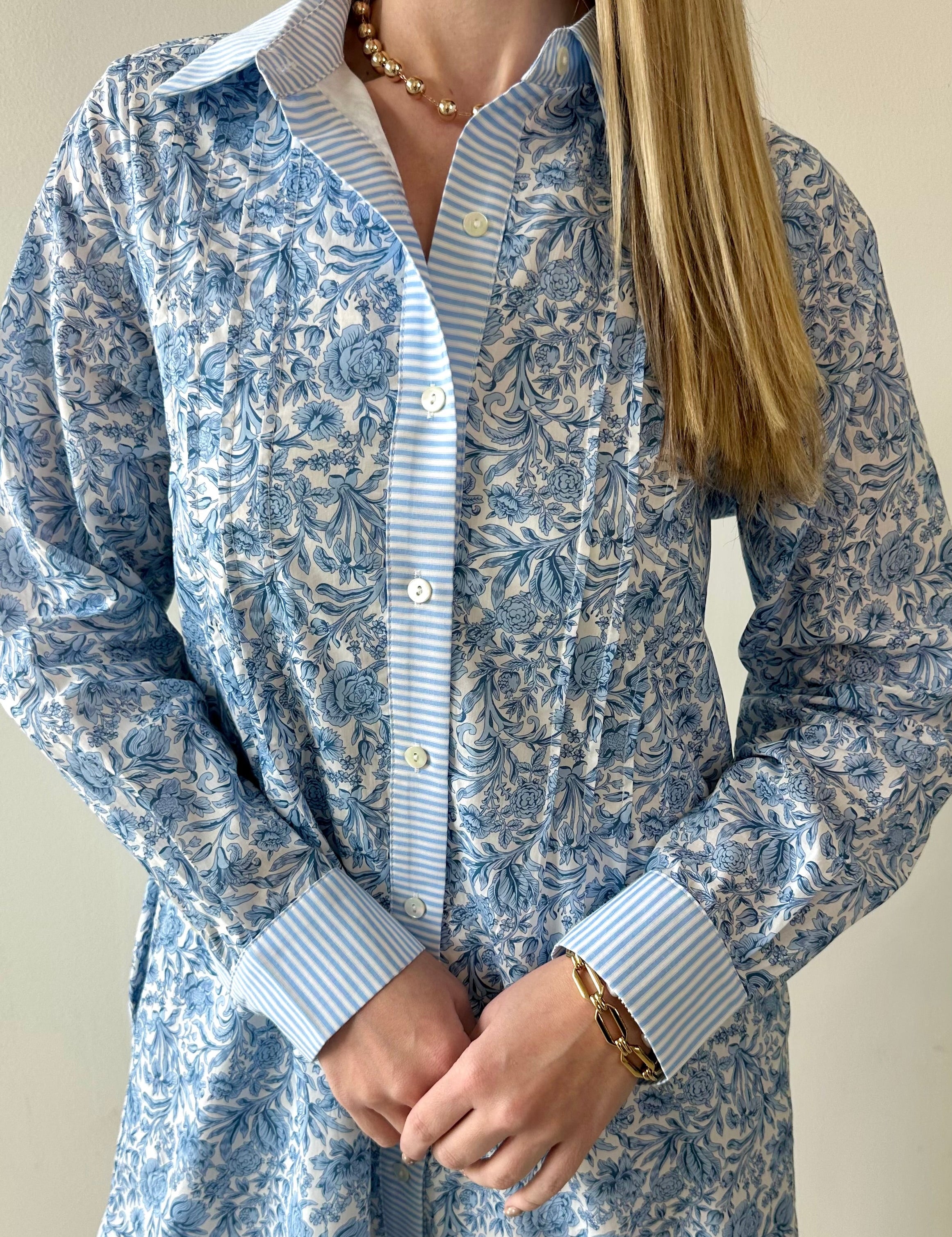 Floral Contrast Stripe Mini Dress