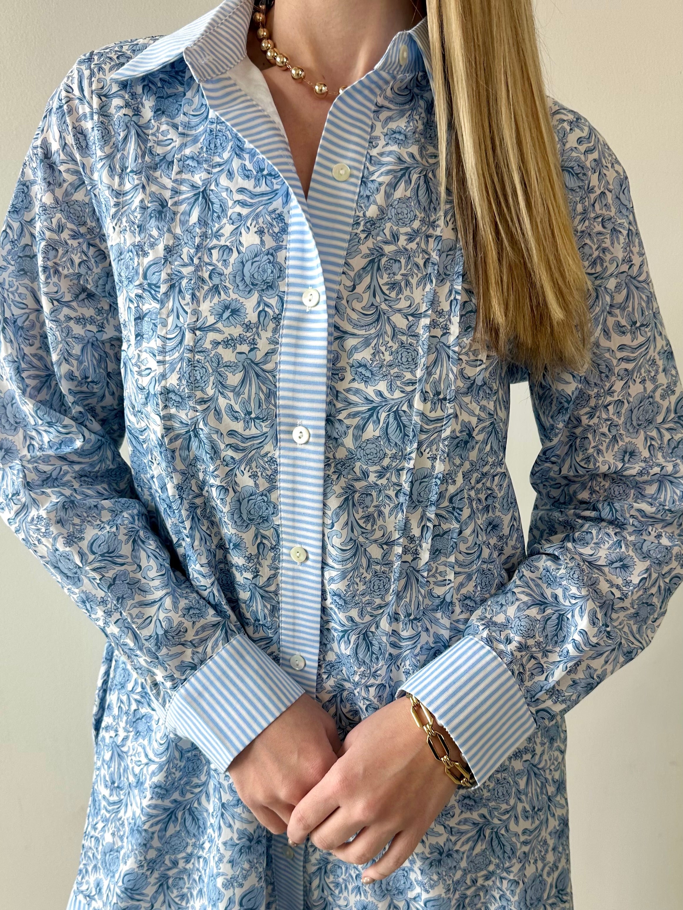 Floral Contrast Stripe Mini Dress