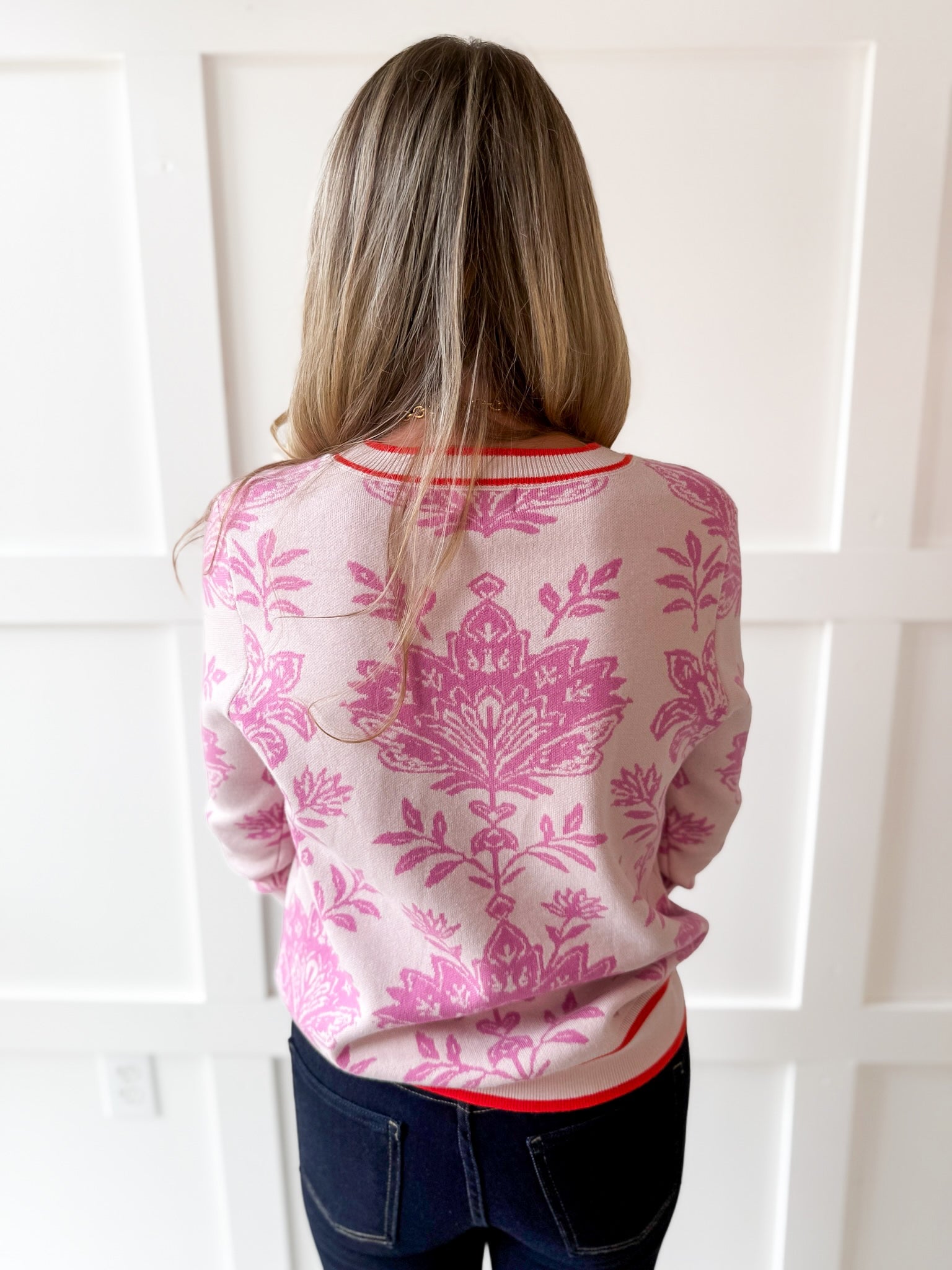 Floral Damask Knit Sweater