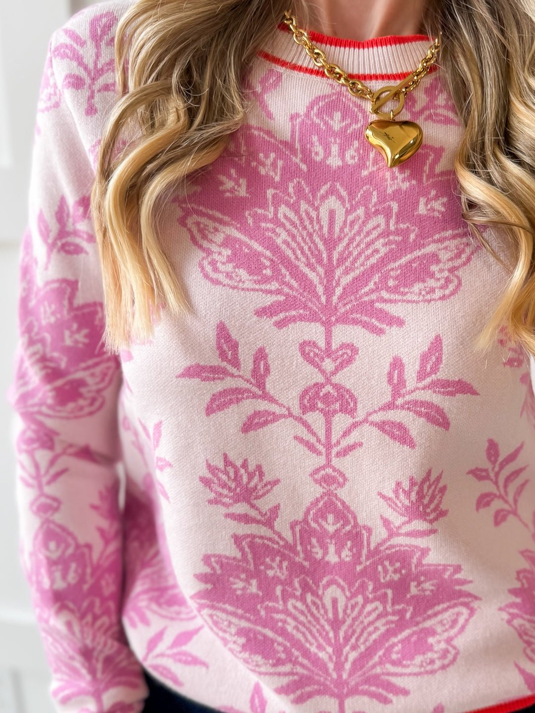 Floral Damask Knit Sweater