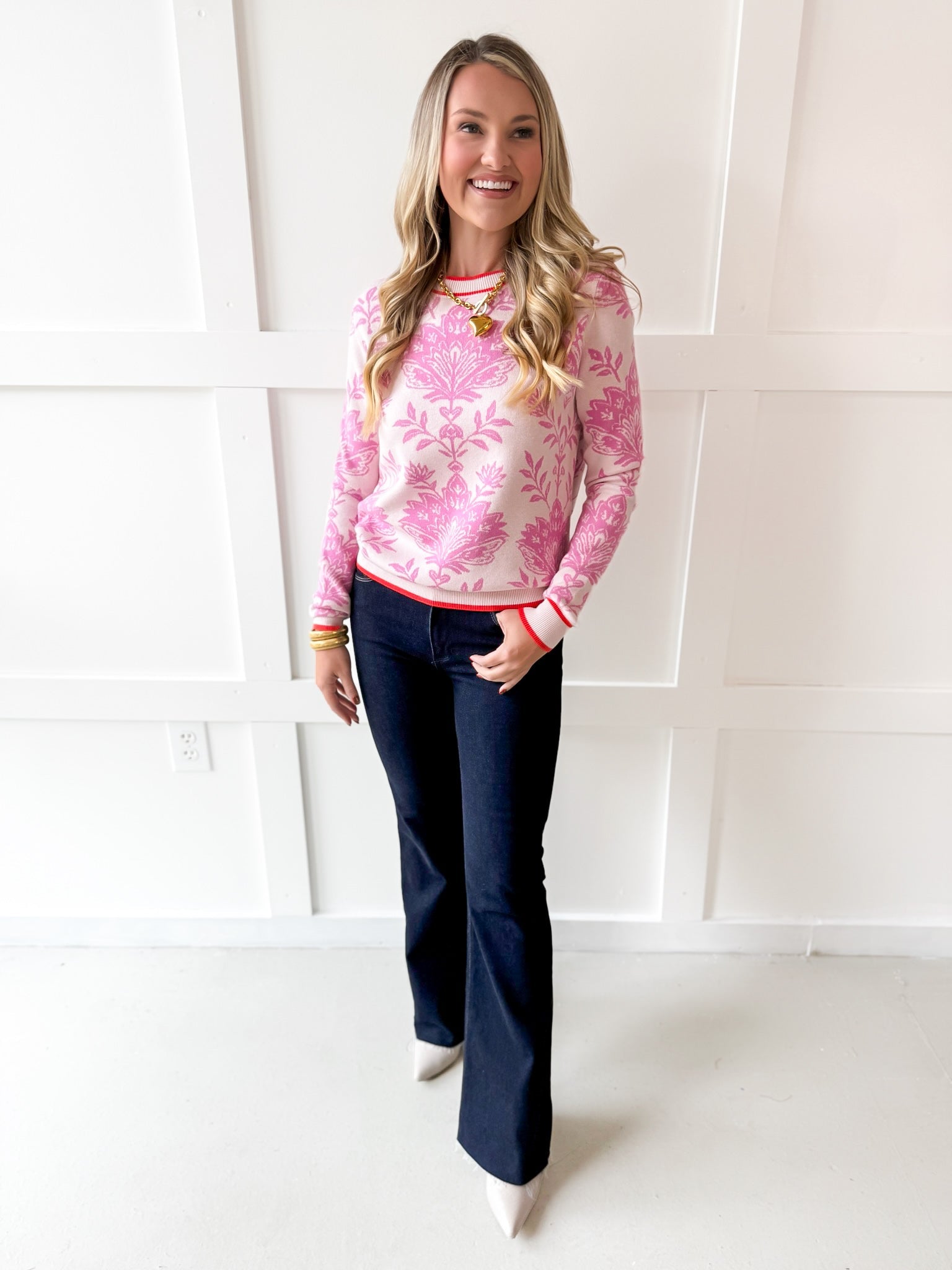 Floral Damask Knit Sweater