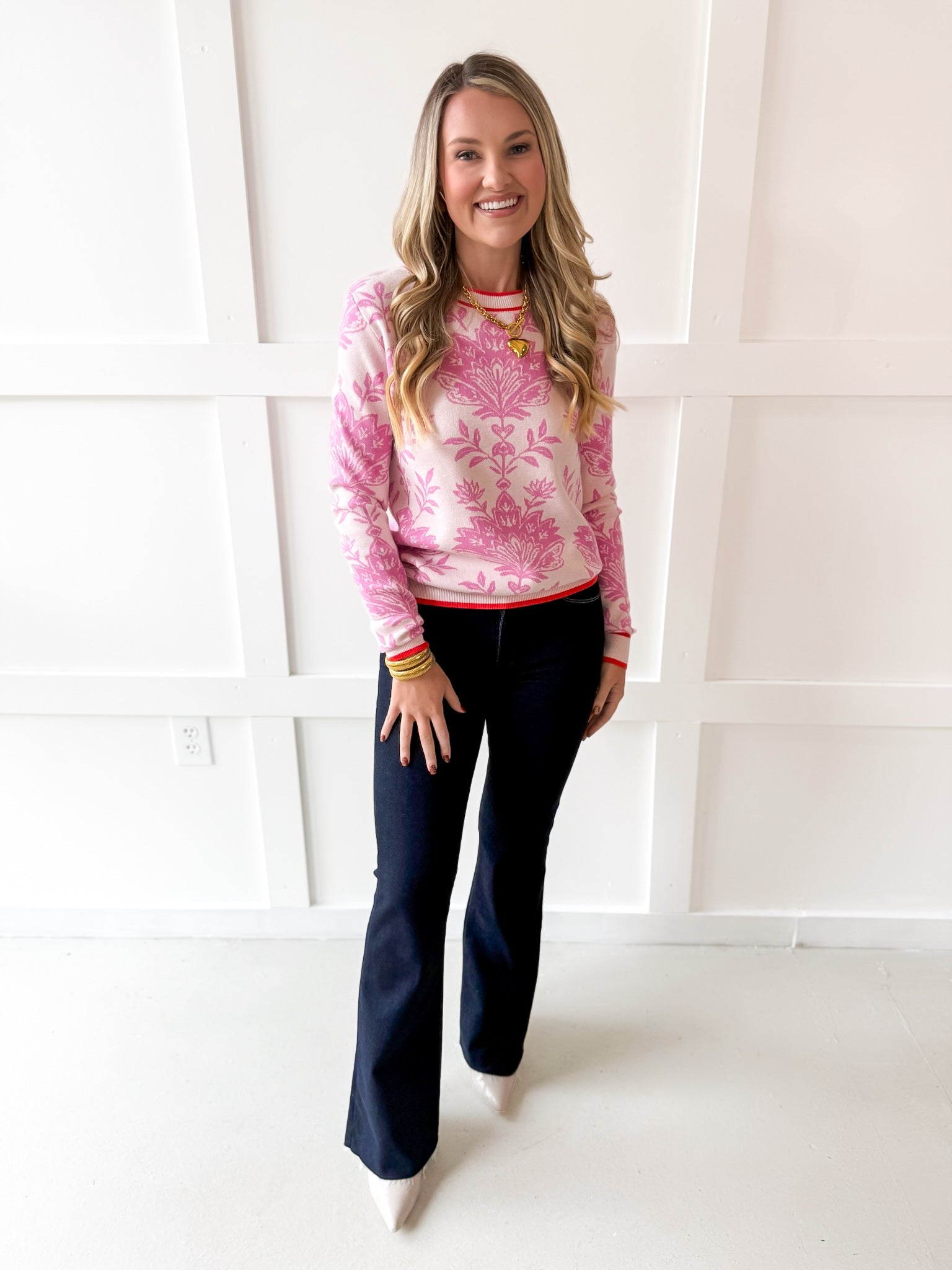 Floral Damask Knit Sweater