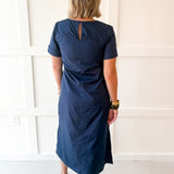 Floral Embellished Midi Dress - Navy