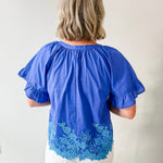 Floral Embroidered Hem Top