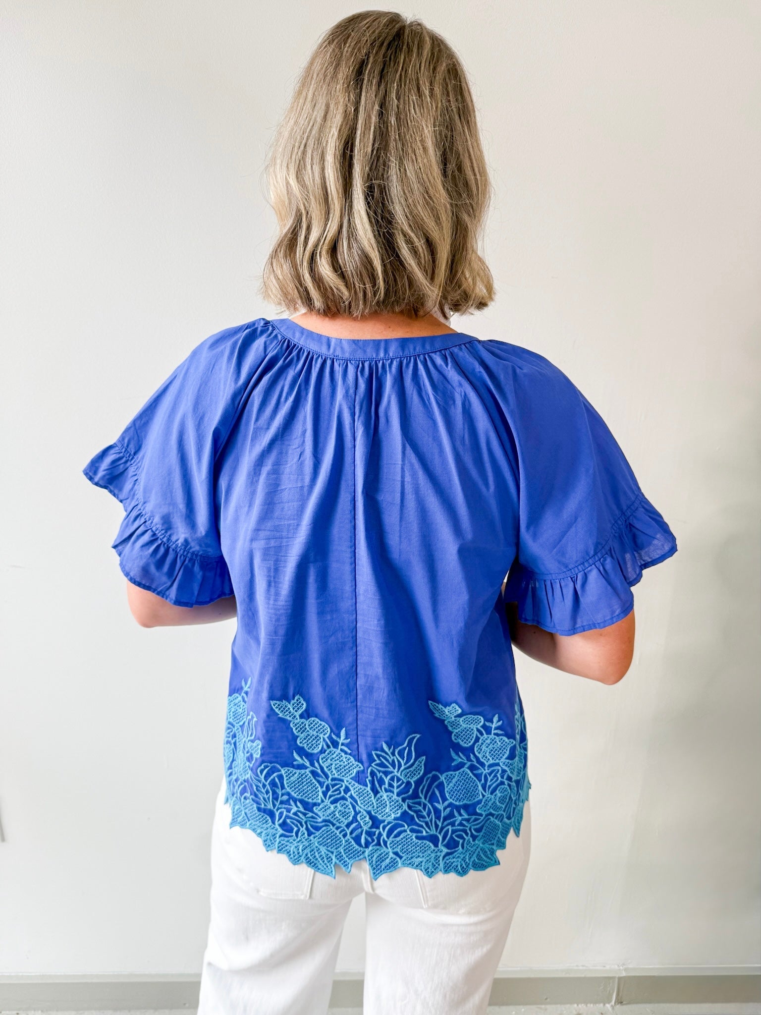 Floral Embroidered Hem Top