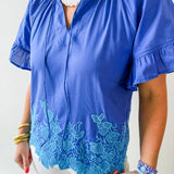 Floral Embroidered Hem Top