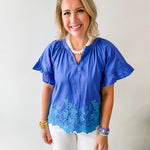 Floral Embroidered Hem Top