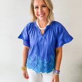Floral Embroidered Hem Top