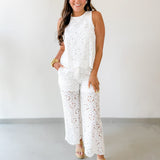 Floral Eyelet Lace top & Pant Set