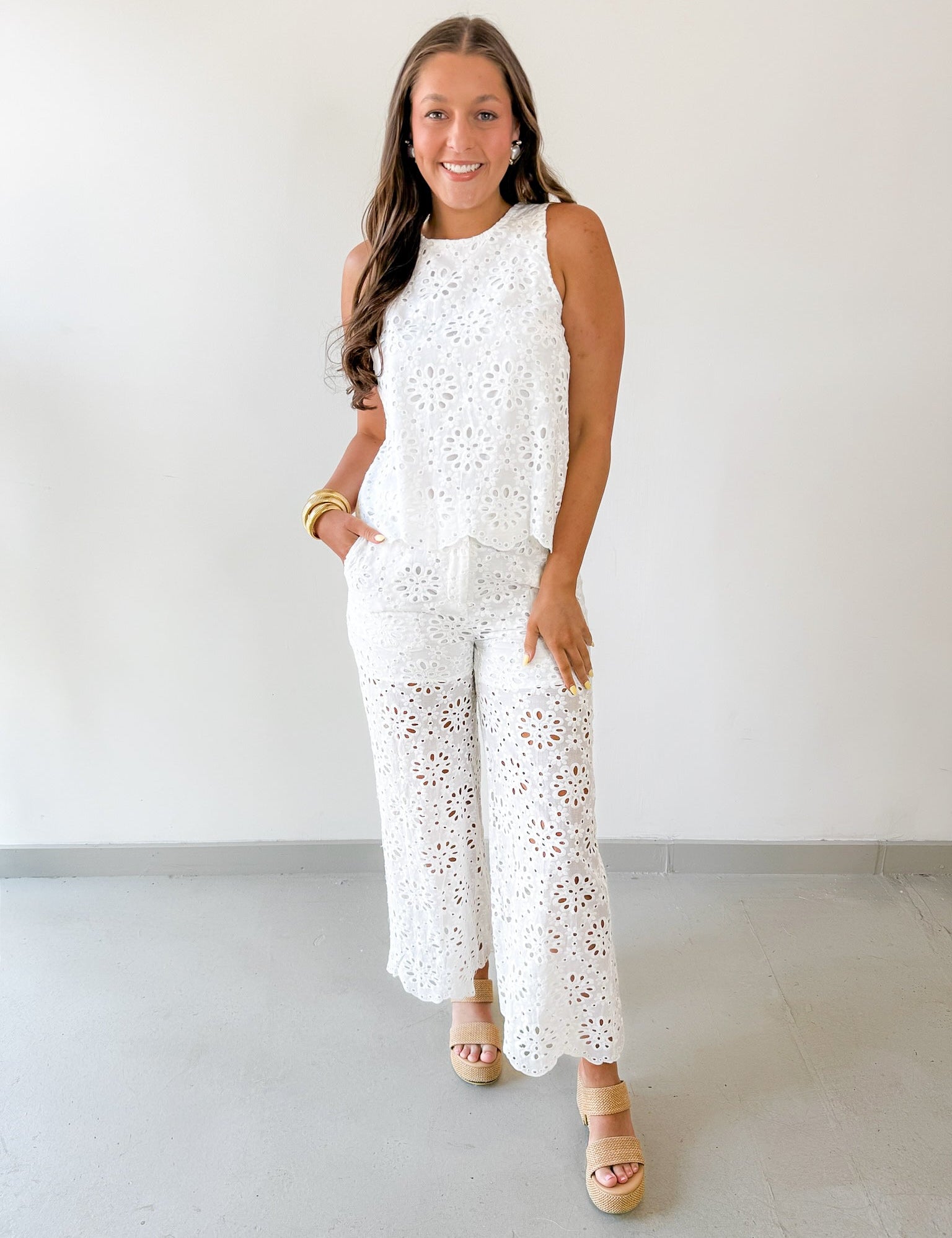 Floral Eyelet Lace top & Pant Set