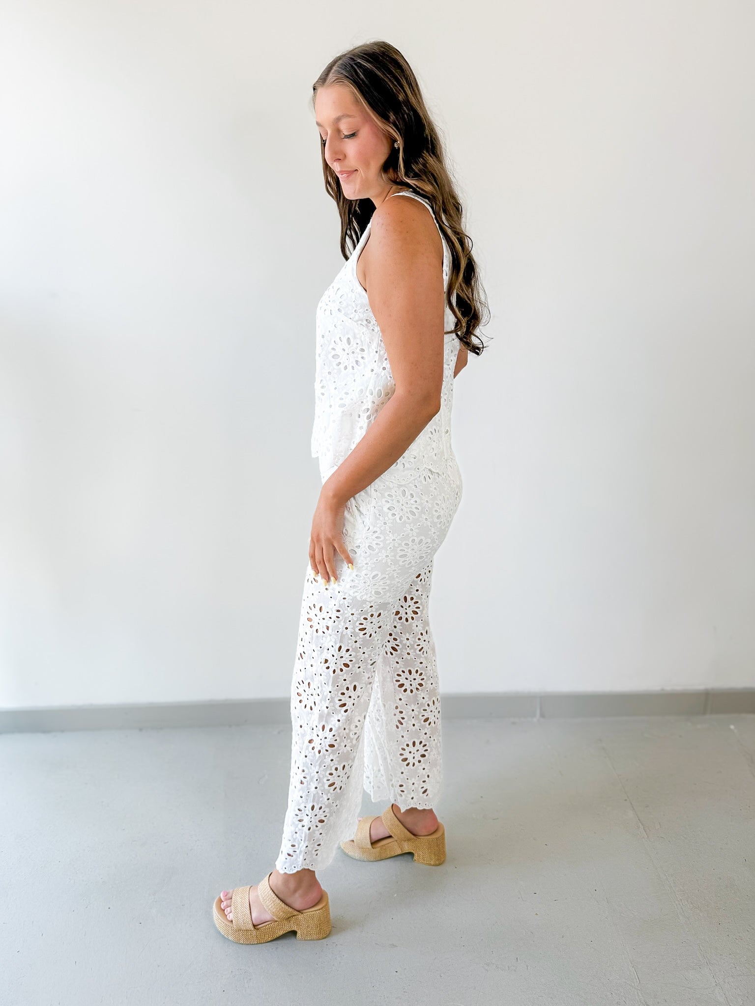 Floral Eyelet Lace top & Pant Set