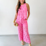 Floral Eyelet Lace top & Pant Set