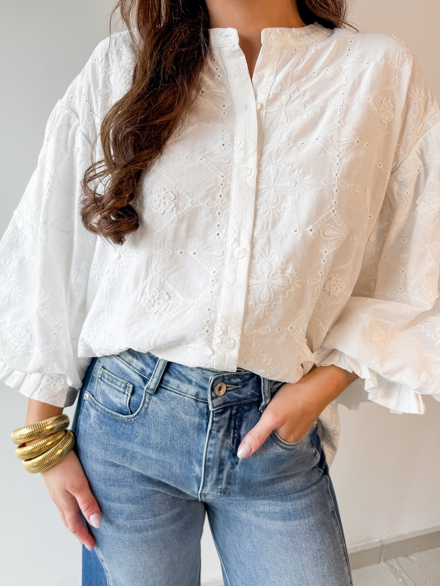 Floral Eyelet Laced Top