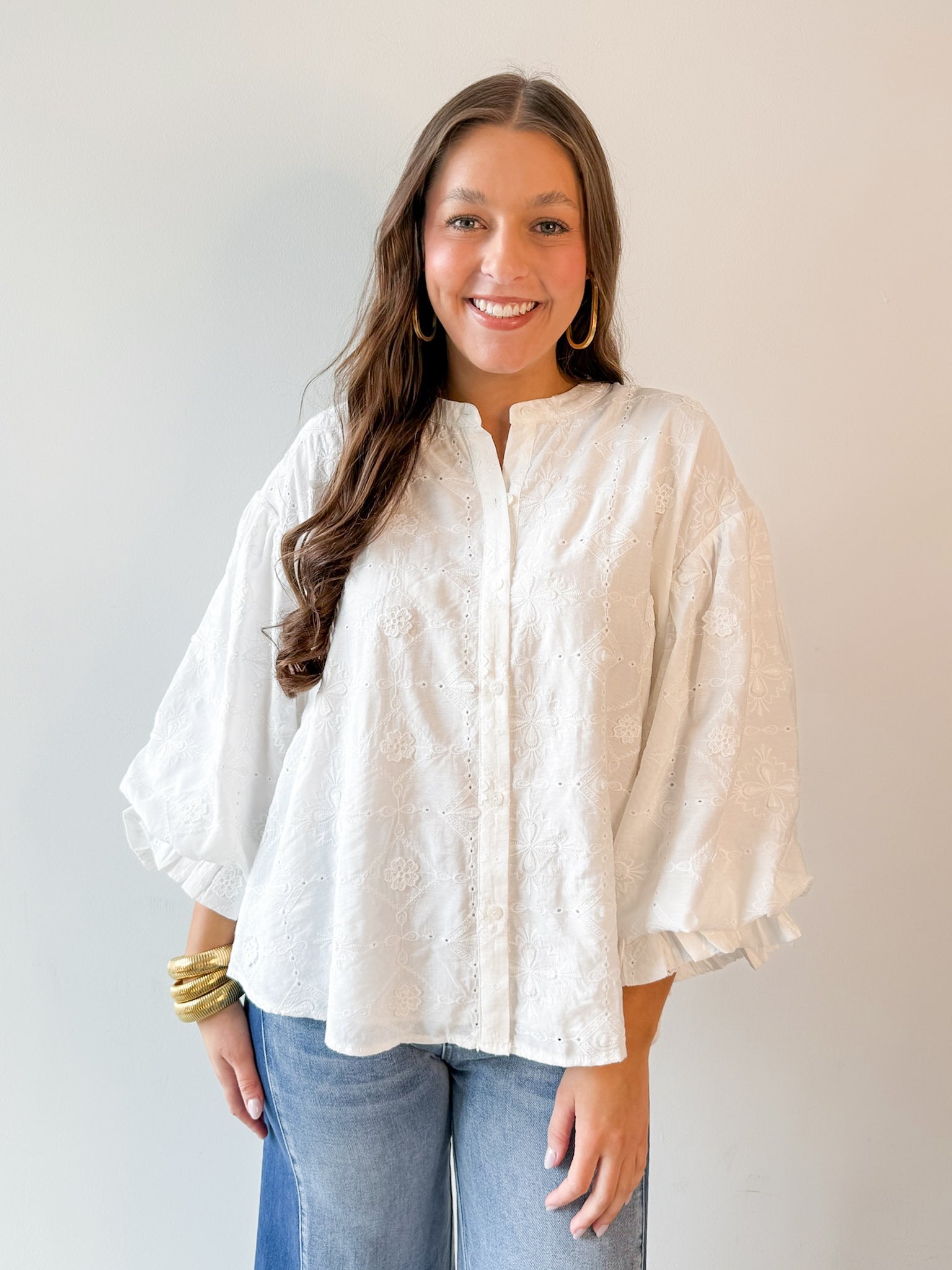 Floral Eyelet Laced Top