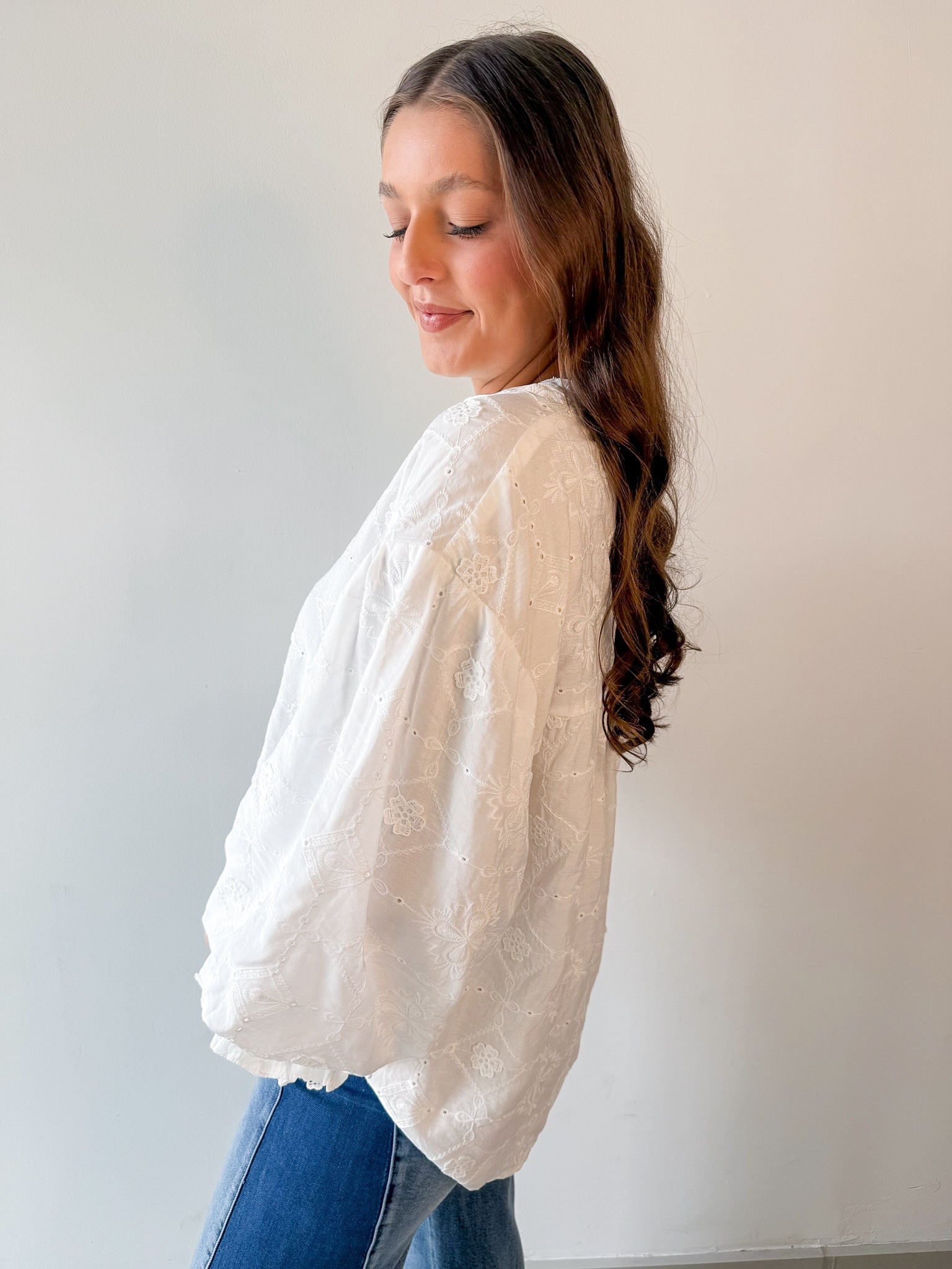 Floral Eyelet Laced Top