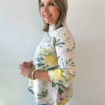 Floral Flared Sleeve Mock Neck Sweater