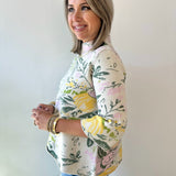 Floral Flared Sleeve Mock Neck Sweater