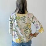 Floral Flared Sleeve Mock Neck Sweater
