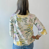 Floral Flared Sleeve Mock Neck Sweater