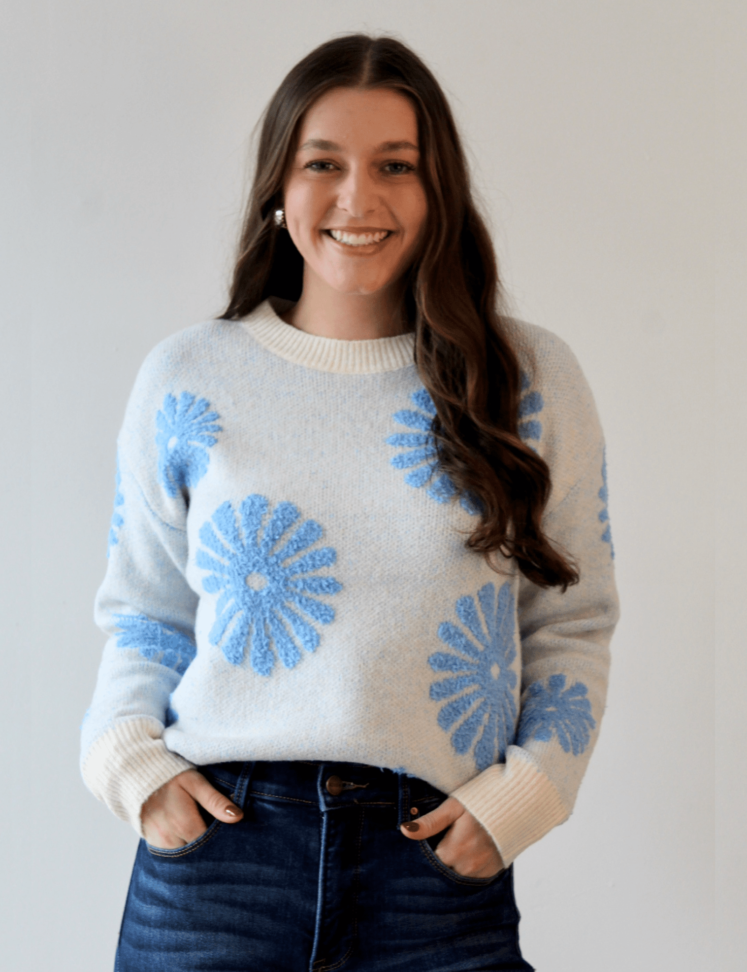 Floral Flocked Sweater