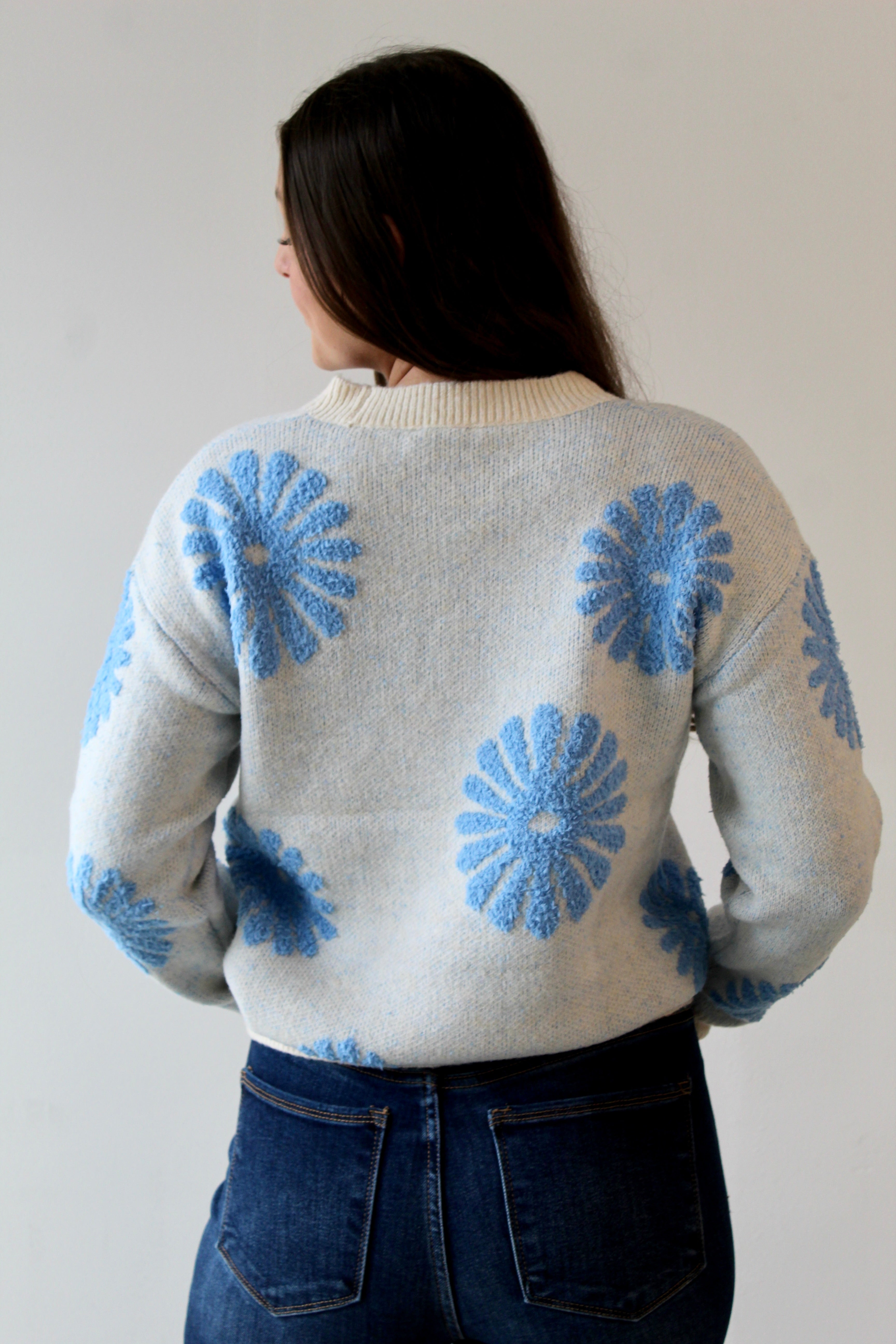 Floral Flocked Sweater